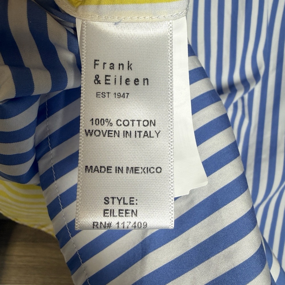 Frank And Eileen Color Block Striped Button Up Long Sleeve Multicolor L Italy - Picture 6 of 9